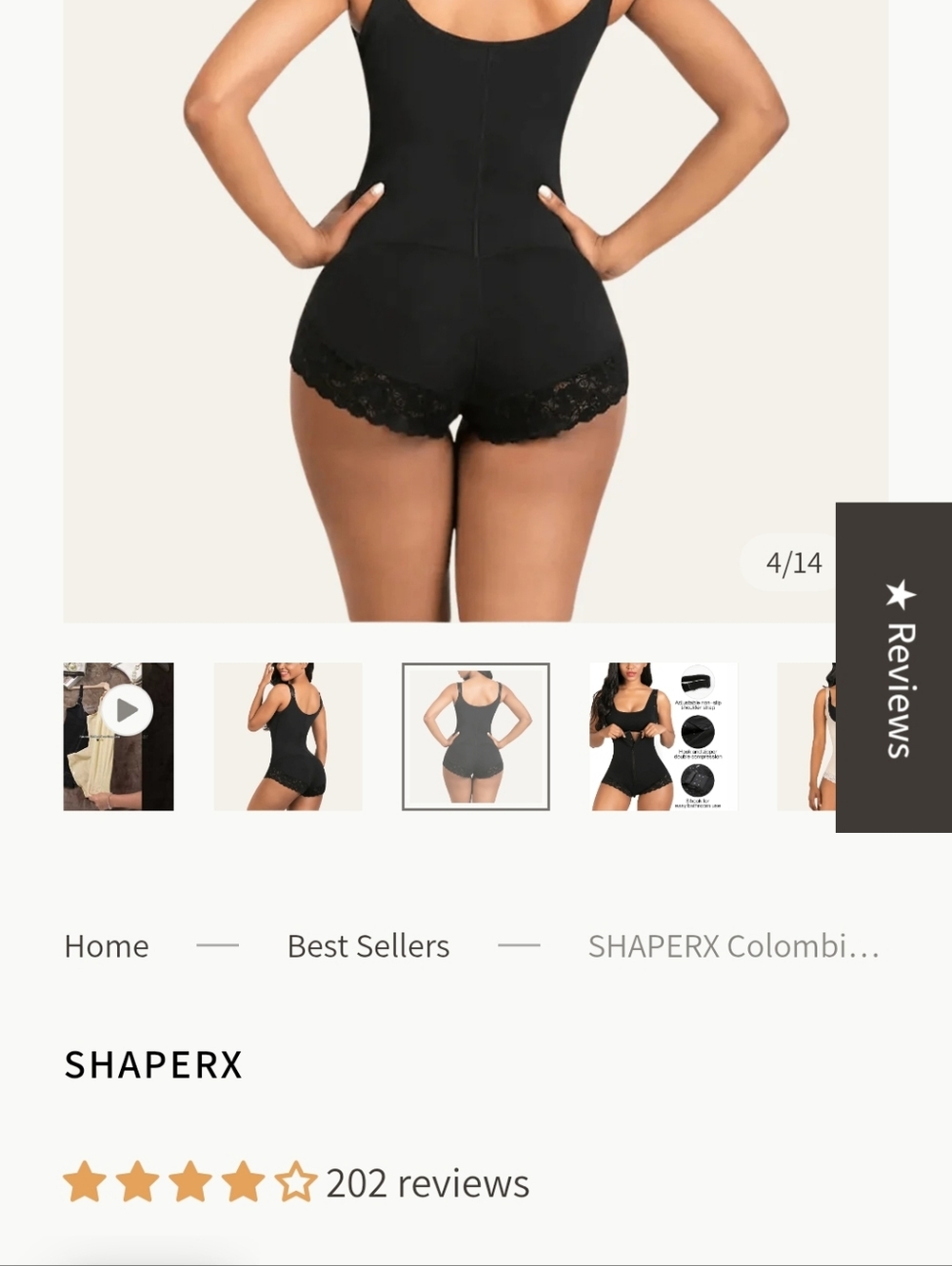 SHAPERX Colombian Tummy Control Faja with Zip & Hooks, Post Surgical Bodysuit XL - Picture 4 of 7